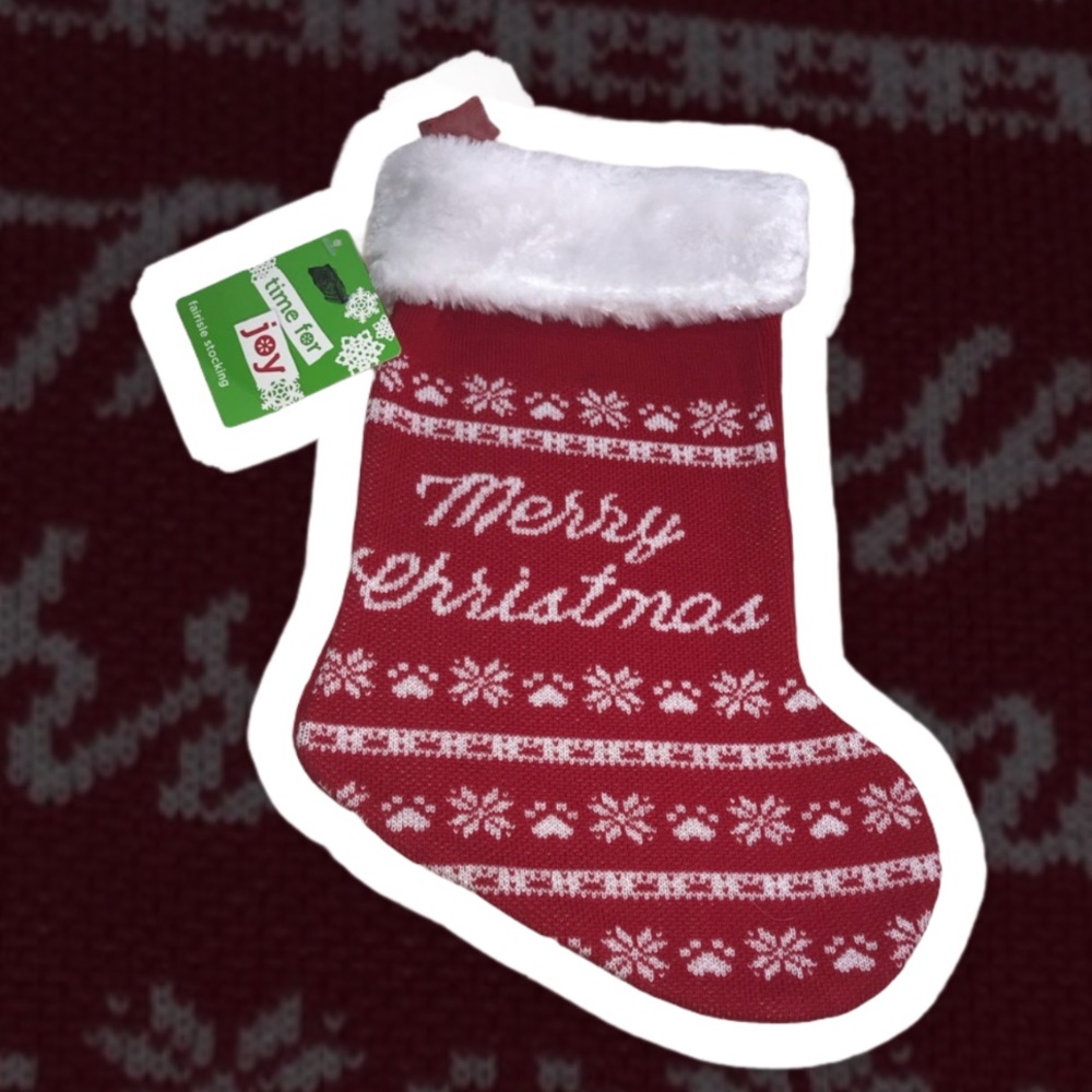 Merry Christmas Pet Holiday Stocking Medium Red White Decoration Gift